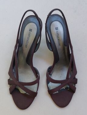 Naturalizer Chocolate Brown Strappy Slingback Heels